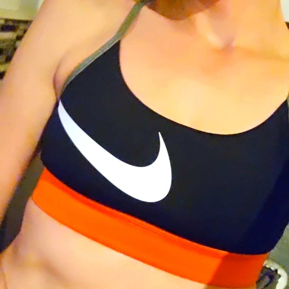 Nike swoosh sports bra with crossed straps women's size M